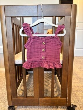 Jamie Kay Mauve Pink Ruffled Button Crop Top